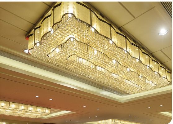 Luminárias Pendentes Douradas Cristal Transparente Retangular Lustre Salão Sala de Estar Jantar Iluminação Interior Pendente Teto Grande Hotéis