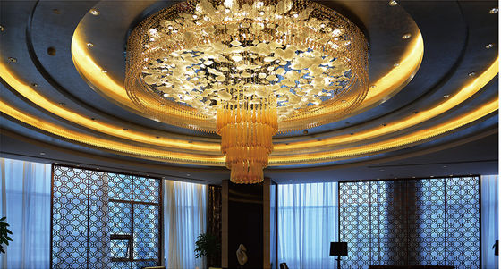 Estilo pós-moderno Lustreiro personalizado Lobby do hotel Centro de negócios Grande cristal de luxo redondo Pendente de gota de água Luz de teto LED