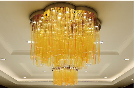 Lâmpadas de cristal de casamento de cor Lâmpadas de engenharia não padrão Personalizadas Seis pétalas em forma de flor Grande quarto de jantar do hotel Luz de teto