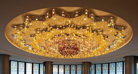 Casa Luster Lâmpada de ouro redonda cozinha escada hotel grande sala de estar teto led luxo cristal luzes pendentes modernas lustres