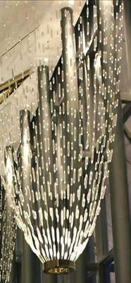 Tipo cortina de barra de cristal grande lustre LED ornamentado lustre de teto alto