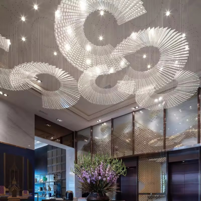 Modern Luxury Unique Glass Engineering Não personalizado Grande candelabro Iluminação Decoração de interiores Candelabro Luz