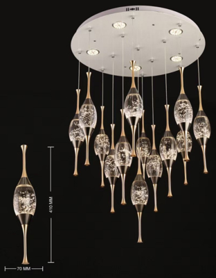Candelabro de escada duplex da vila Candelabro longo Luz de luxo Cristal de sereia Novo apartamento pequeno Candelabro giratório
