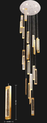 Nova luxo moderno ouro luz cristal candelabro Loft LED Lâmpadas de pingente Hotel Lobby Escalão teto alto candelabros lâmpada