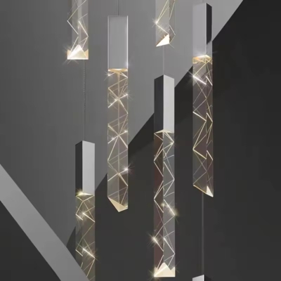 Nordic Duplex Nova Sala de Jantar Moderna Villa Sala de Sábado Larga Queda de Chuva Escada Led Lâmpadas