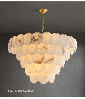 High-End Metal Chandelier  Light Luxury Natural Marble Finish for Living Room Villa Duplex Restaurant Tea Room Hotel Lamp ﻿