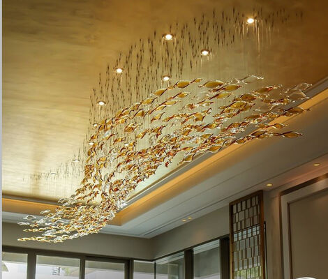 Lustres de vidro espirais feitos à mão Modelagem artística Acessórios de folhas de vidro personalizados