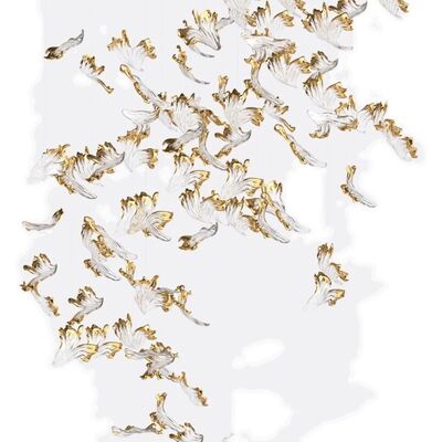 Customizado Made Hotel Lobby Decorative Glass Pendant Light Modern Led Ceiling Chandelier Lighting Acessórios de folhas de ouro