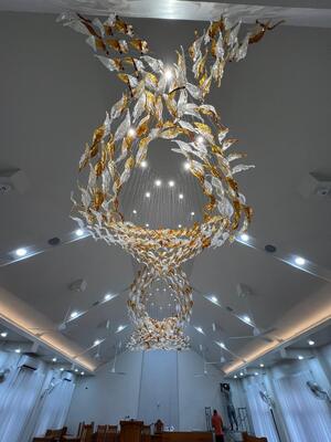 Lâmpada personalizada Lâmpada de candelabro integrada moderna Nordic Glass Ceiling Hotels