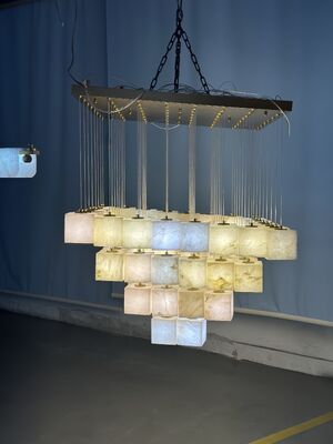 Lâmpadas de mármore natural modernas luxo natural espanhol Vila sala de estar poste de lâmpada restaurante alabastro lâmpada pendente