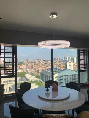 Lustre em Alabastro de Latão Luminária Pendente Moderna para Sala de Jantar