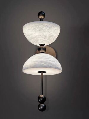 Luminária de Parede Hemisférica de Mármore com Decoração de Contas Fosco para Hotel, Villa, Restaurante, Fundo Luminoso de Mármore Melancia