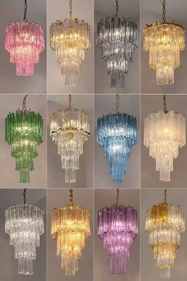 Lustres de Cristal Luxuosos Coloridos Italianos Modernos Lâmpadas Pendentes de Vidro Iluminação de Teto de Hotel Lustre de Cristal