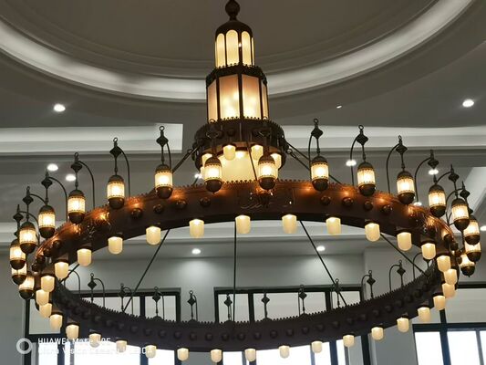 Projeto de Personalização Lustre Islâmico Grande Luxo Dourado Iluminação de Mesquita Lustre de Cristal para Igreja
