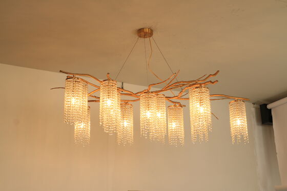 Art Deco anel redondo pingente de cristal lustre acabamento dourado circular luz de suspensão de teto de luxo