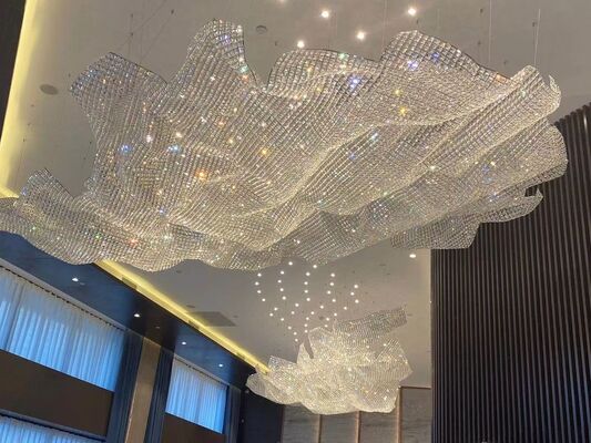 Fita de cristal europeia moderna feita sob medida, lustre espiral, banquete, arte, decoração, luminária