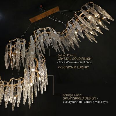 Lustre Cristal Villa Grande Personalizado Mármore Luminária Pendente Decoração Sala de Jantar Luxo
