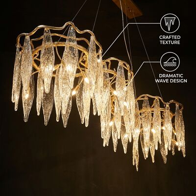 Lustre de Cristal com Pingentes Múltiplos em Mármore de Luxo, Luminária Pendente Personalizada para Hotel, Villa, Clube